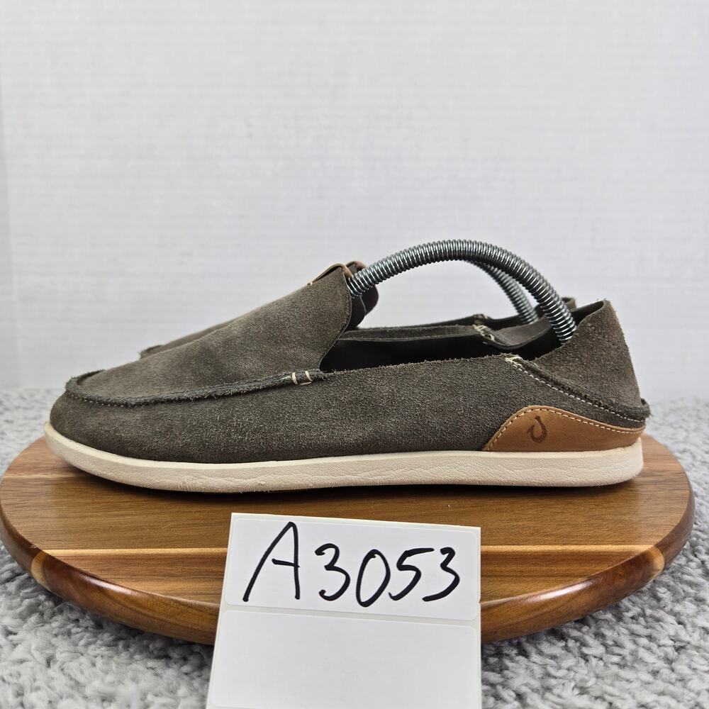 Olukai Mens 9M Nalukai Kala Slip On Gray Casual Lifestyle Daily Comfort Loafer